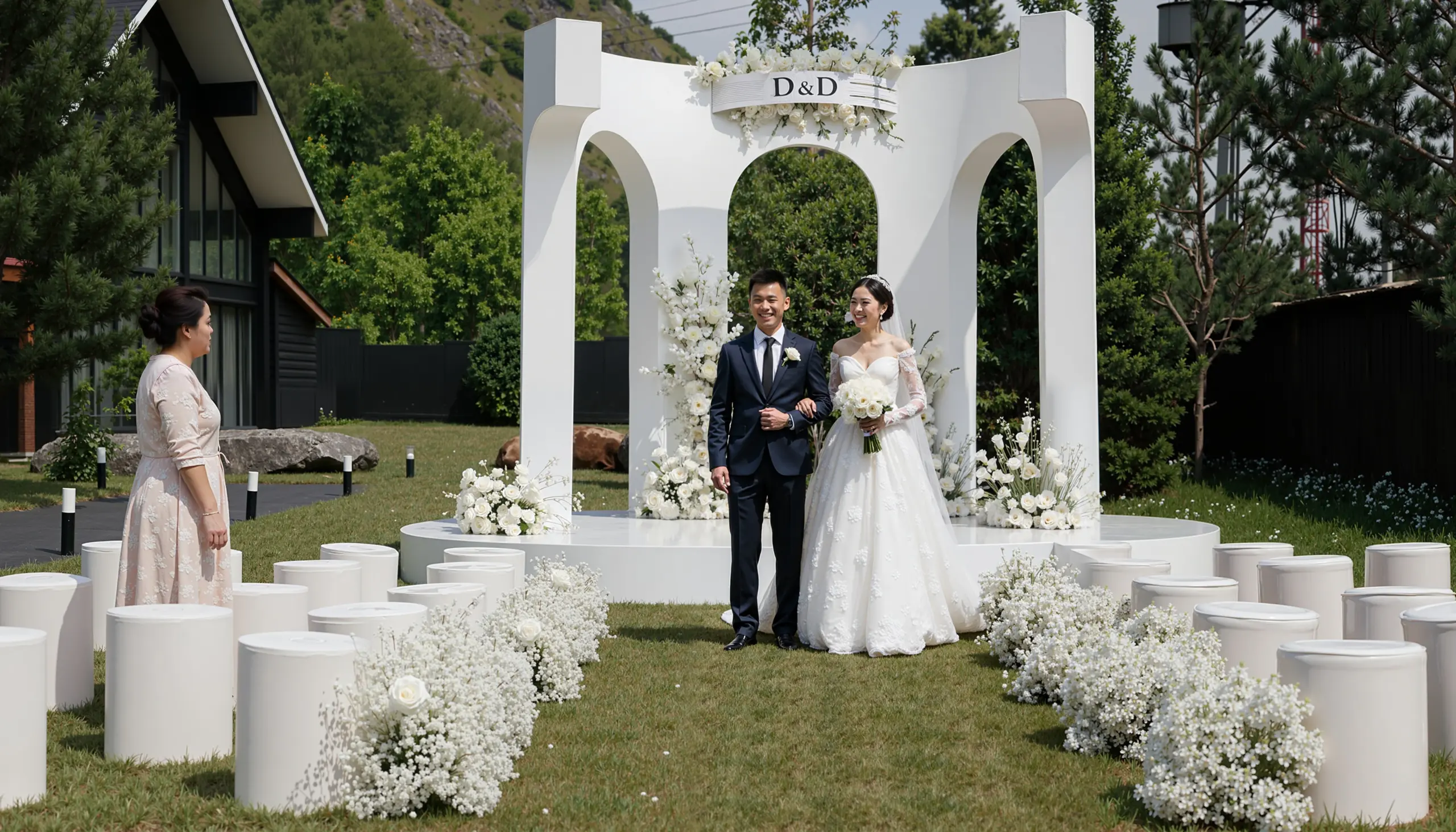 small colonnade wedding arch