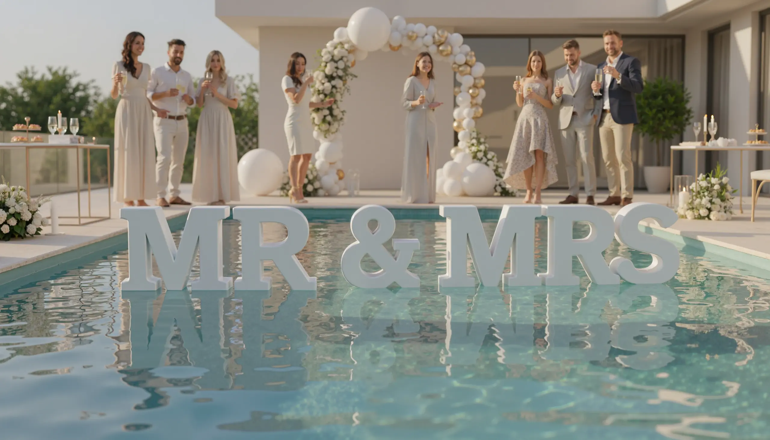 wedding floating pool letters
